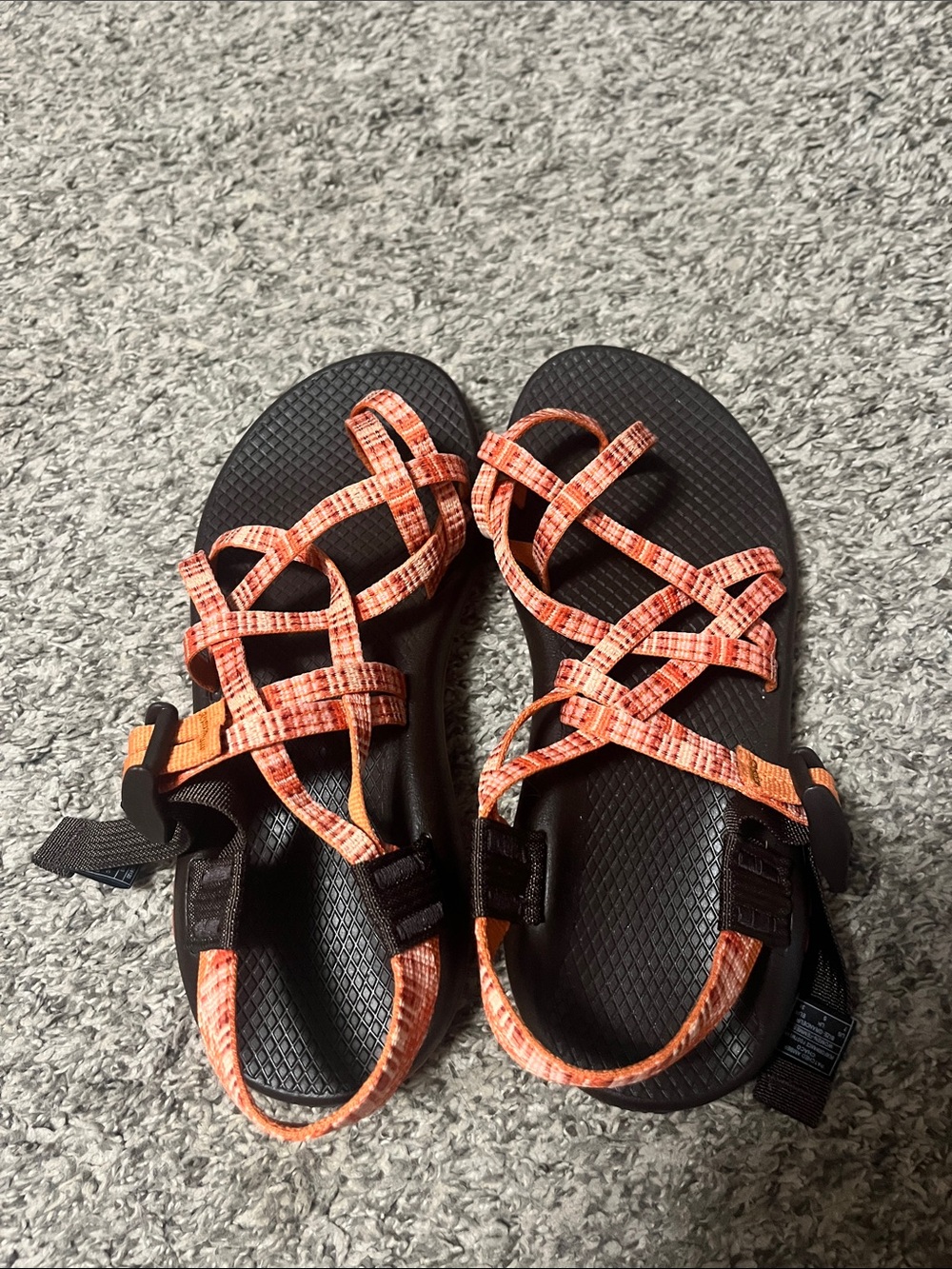 Chaco Patched Amber Women's Sport Sandals in Coral & Dark Brown